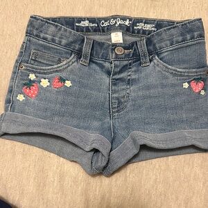 Cat & Jack Light Blue kids Shorts with Strawberry Embroidery